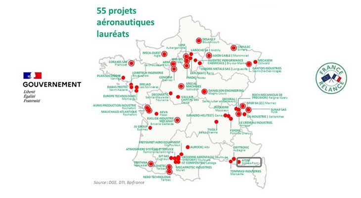 cartographie des lauréats plan relance aéronautique